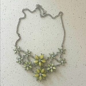 Floral Silver and Green Necklace